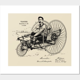 Vintage Velocipede Art 1887 Patent Posters and Art